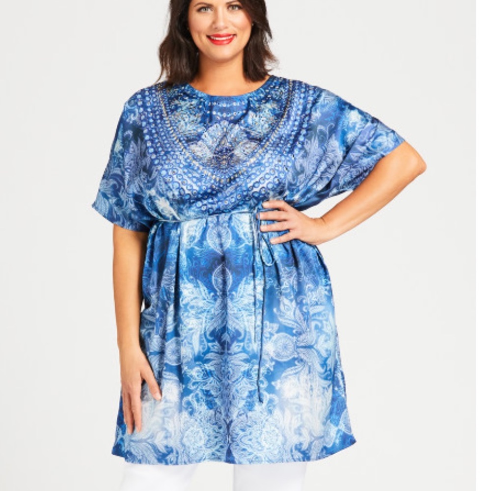 Kaftan Bead Dress - blue